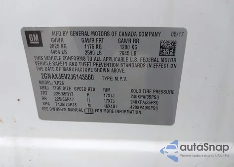 2018 Chevrolet Equinox Lt from USA, damaged, VIN 2GNAXJEV2J6143560